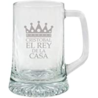 Regalo Original para Hombre: Jarra de Cerveza de Cristal para el Rey de la casa Personalizada con Nombre- cumpleaños o…